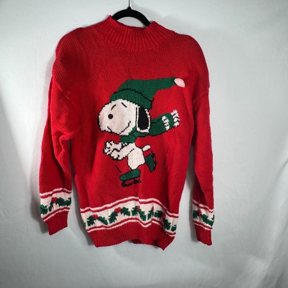 Vintage Marisa Christina Classics Snoopy Christmas Sweater Knit Holiday Sz M - Picture 1 of 4